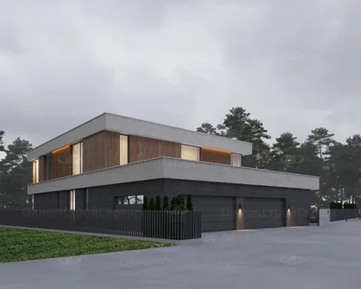 Проект двухэтажного дома с гаражом и террасой, из газобетона