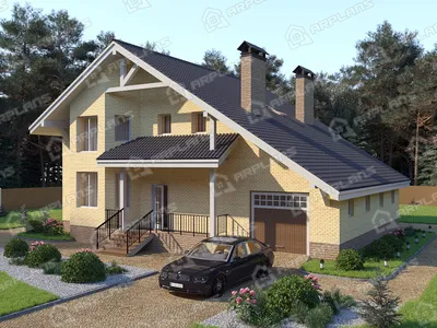 Проект двухэтажного дома с плоской крышей и гаражом на два автомобиля D2453  | Каталог проектов Домамо