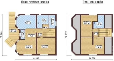 Проект дома с мансардным этажом 10 на 12 В-06 из пеноблоков по низкой цене  с фото, планировками и чертежами