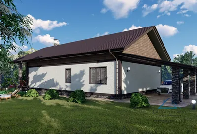 Проекты домов с навесом для машины - Коттеджи с навесом в Республике  Беларусь