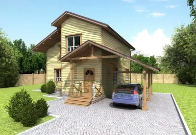 Проект: Дом 9 на 12 с навесом для машины. 118 м2 – цена, характеристики,  комплектация