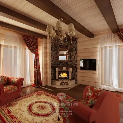 Уютный дом с камином с панорамными…» — создано в Шедевруме