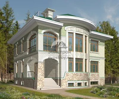 Проект одноэтажного дома с подвалом, террасой и мансардой ЛСП5333 |  Лесстройпроект