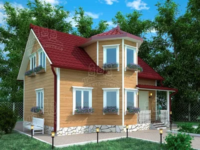 Щитовой дом с террасой 5х4.5 - строительство в Мск и МО - цена от 482000  рублей