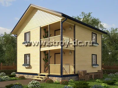Каркасно-щитовой дом с террасой и балконом К4 6x6м \"Северодвинск\"