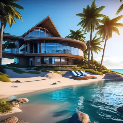 Современный дом для отдыха на берегу Атлантического океана. - Работа из  галереи 3D Моделей