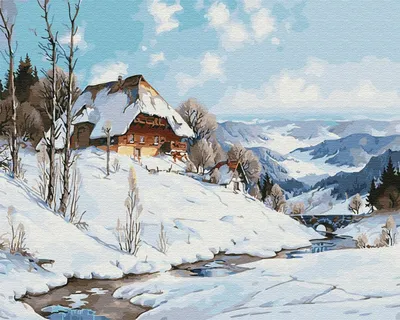 Картина Дом у реки Артикул 23124 купить в интернет-магазине Walldeco