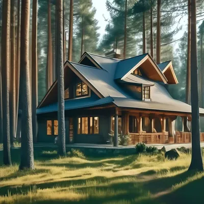 Черный дом в сосновом лесу | Зелёный Мир