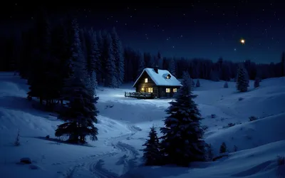 Иллюстрация снежного дома зимой, снег, зима, здание фон картинки и Фото для  бесплатной загрузки