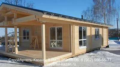Проект дома из бруса 6х6 Карат с террасой и верандой под ключ в  Санкт-Петербурге.