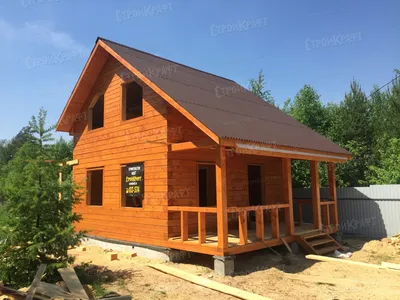Проект дома из бруса 6 на 8 с террасой в Екатеринбурге | Проект деревянного  дома Н-30 - 594 000 рублей - Екатерем
