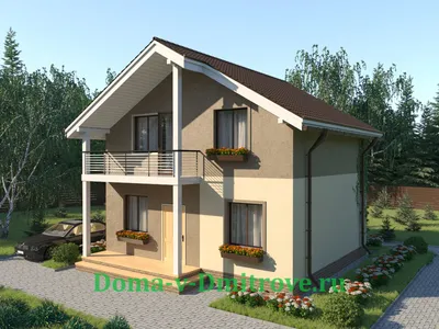 Проект дома из газобетонных блоков 9 на 8 с мансардой и балконом площадью  до 100 м2 / Каменные дома / Проекты