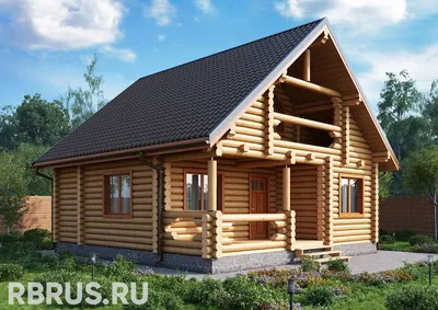 Дом из оцилиндрованного бревна ОБ-300-59 – цена: 3856820 руб., заказать  проект дома 2 этажа в Москве