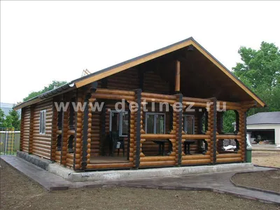 Одноэтажные дома из оцилиндрованного бревна | Каталог проектов компании  «Вятский лес»