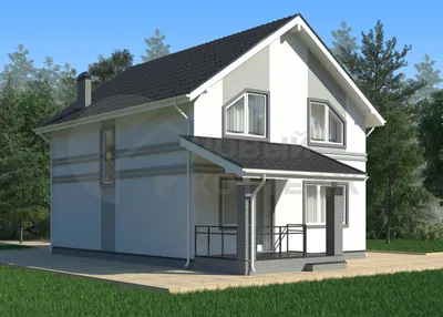 Проект двухэтажного дома из газобетона AS-2032 с террасой и балконом