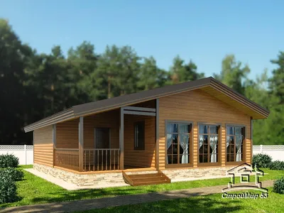 Проект деревянного дома из бруса с мансардой и просторными террасами D668 |  Каталог проектов Домамо