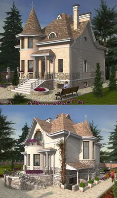 Проект старинного двухэтажного дома со смотровой башенкой \"Ретро-1\".  Архитектор неизвестен | Исторические проекты деревянных домов