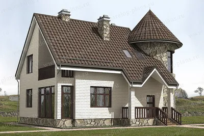 Проект двухэтажного кирпичного дома с мансардой № 49-85 в средневековом  стиле | каталог Проекты коттеджей