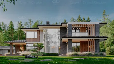 45-39 - Проект большого дома с бассейном и панорамными окнами | Проекты  Коттеджей | Дзен