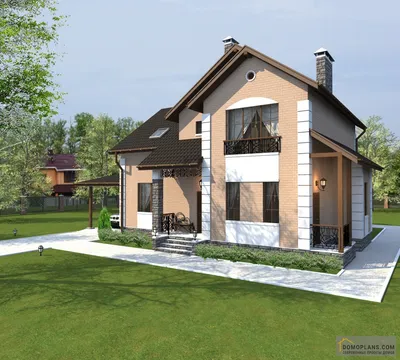 Одноэтажный каркасный дом с террасой и панорамными окнами | Цена: 3 380 000  руб. КД-380 | «8х13,5»