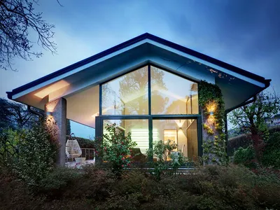 Проект Z415 Одноэтажный комфортный дом с окнами в пол - Z500 - Проекты домов  и гаражей