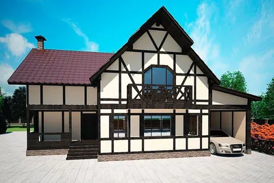 22K «Регенсбург»- проект дома, в немецком стиле, с эркером, с гаражом и с  террасой: цена | Купить готовый проект с фото и планировкой