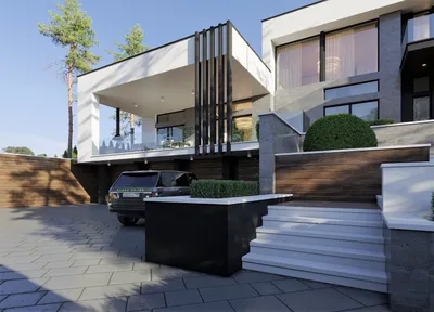 Дом в стиле минимализм из бетона …» — создано в Шедевруме