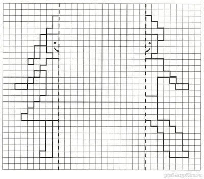 Зеркальный рисунок по клеточкам для дошкольников - 84 фото