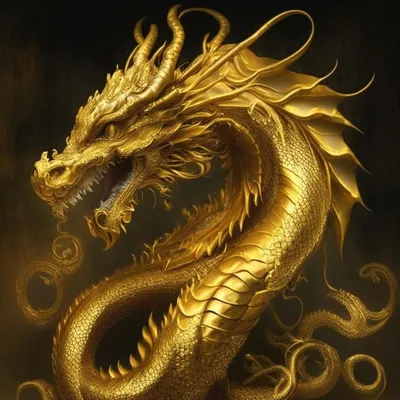 Золотой дракон в 2023 г | Иллюстрация дракона, Дракон, Волшебные создания