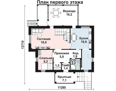676A «Саар»- проект современного двухэтажного дома, с террасой, с гостевой  на 1 этаже, в стиле Райта: цена | Купить готовый проект с фото и планировкой