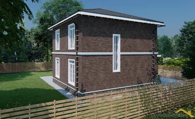 Проект двухэтажного дома AS-004 из кирпича с цоколем и гаражом