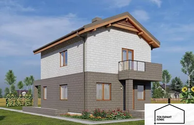 Проект двухэтажного дома из бруса AS-2028-2 с балконом и террасой