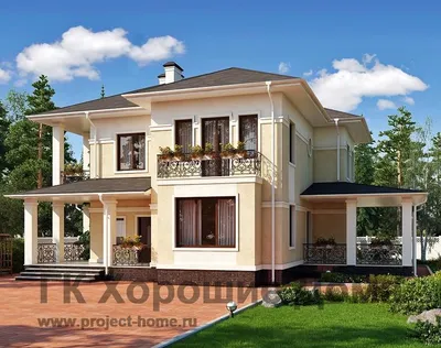 Двухэтажный дом с гаражом, террасой и балконами, площадью 156.85 кв.м  (150-200 м2) под ключ, цена в Перми от компании ТСК ГАРАНТ+