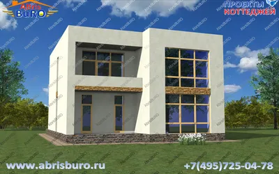 Двухэтажный дом из бруса 7х9 м с открытой террасой, балконом и эркером  проект Д34 в Санкт-Петербурге
