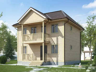 Готовый проект двухэтажного каркасного дома с крыльцом, мансардой, терассой  и балконом 183 м2 - Тонга-183