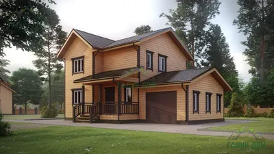 Проект двухэтажного дома с террасой и гаражом 05-69 🏠 | СтройДизайн