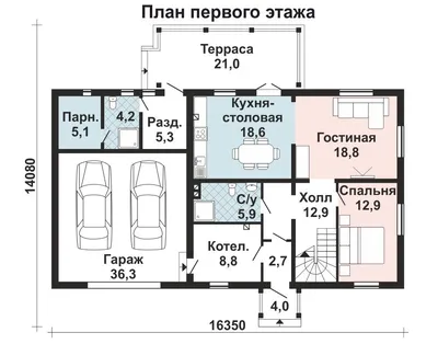 Проект двухэтажного дома с гаражом и террасой 04-74 🏠 | СтройДизайн