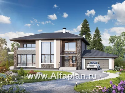 Проект двухэтажного дома с площадью до 300 кв м и двухместным гаражом -  KVR-79