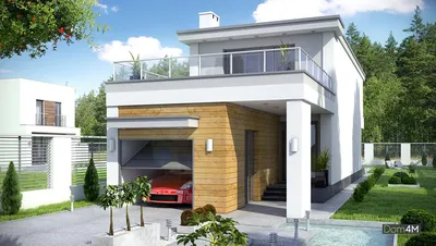 Проект двухэтажного дома в современном стиле с гаражом на 2 авто KORSO 2  купить в Минске на Territoria.by