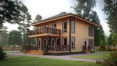 Двухэтажный дом с террасой – строительство из панелей