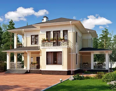 Rg5412 - Проект двухэтажного дома с верандой и террасой в Перми