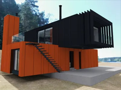 Двухэтажный модульный дом современный STUDIO - 120
