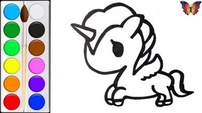 Как нарисовать ЕДИНОРОГА / мультик раскраска ЕДИНОРОГ для детей / Раскраски  малышам - YouTube