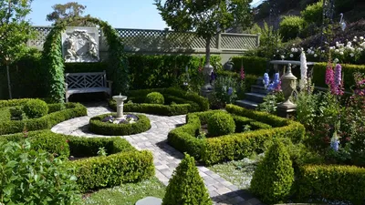 Изображение сада, в котором можно увидеть уникальные дизайнерские композиции
