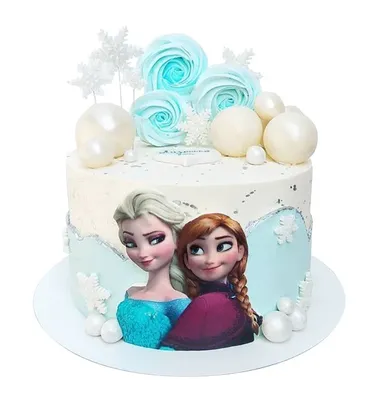 Купить торт с фото Анны и Эльзы из Холодного сердца от 2 390 ₽ – доставка  по Москве и области