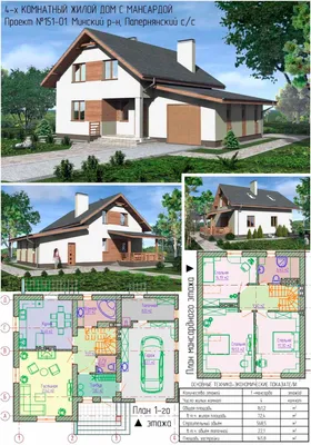 Проекты домов от Евгения Мороза: №151-01. Готовый проект небольшого дома с  мансардой (161,2 м2)