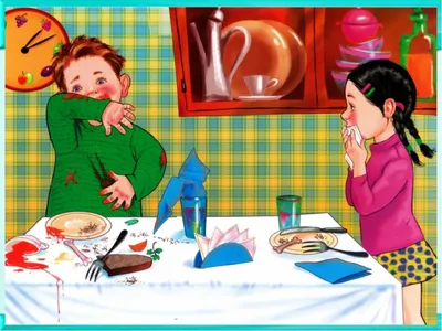 Этикет за столом в детских картинках (40 картинок) - Pichold
