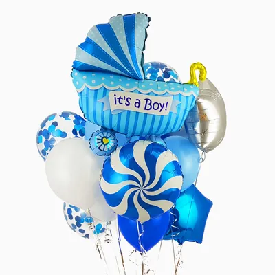 Комплект для новорожденных принт \"это мальчик\", белый с голубым  (ID#1925366757), цена: 1750 ₴, купить на Prom.ua