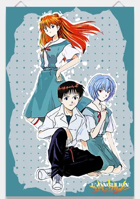 ᐉ Поп-Арт плакат Аниме постер Let's Play Евангелион/Neon Genesis Evangelion  Anime 61х40 см
