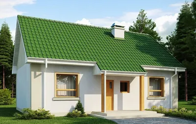 Одноэтажный дом с зеленой крышей №165 с тремя спальнями -